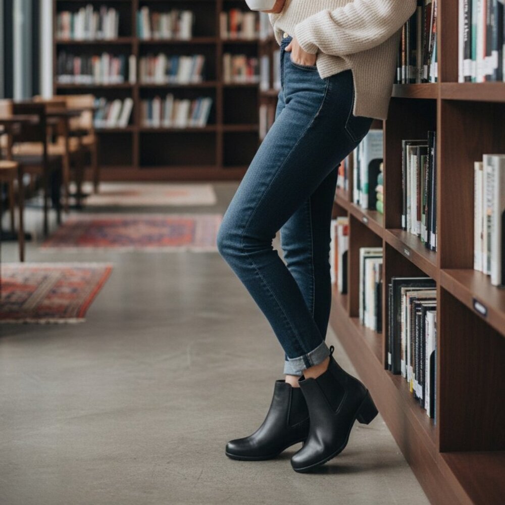 Easy Spirit Caelan Zipper Faux Leather Booties Black Ankle Boots Women's 7 M